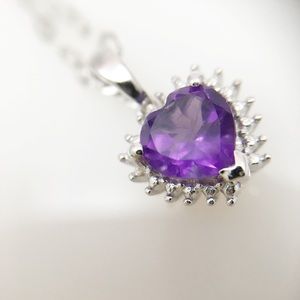 Amethyst Diamond Necklace in Sterling Silver